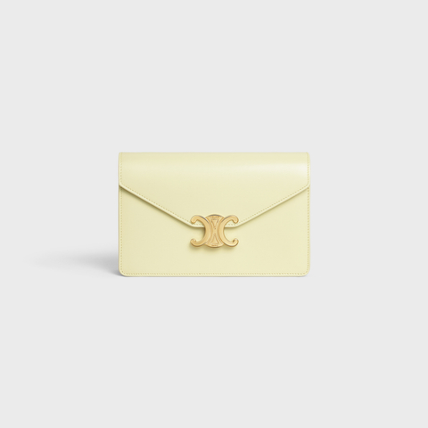 WALLET ON CHAIN MARGO IN SHINY CALFSKIN LIGHT YELLOW - Image 1